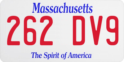 MA license plate 262DV9