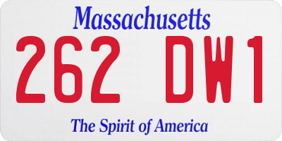 MA license plate 262DW1