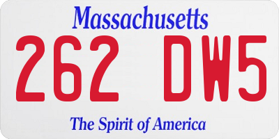 MA license plate 262DW5