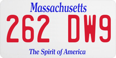 MA license plate 262DW9
