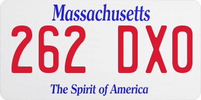 MA license plate 262DX0