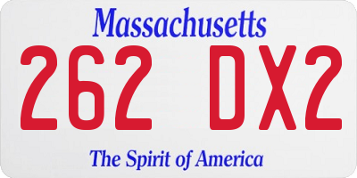 MA license plate 262DX2