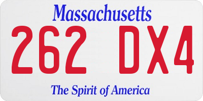 MA license plate 262DX4