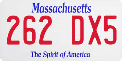 MA license plate 262DX5