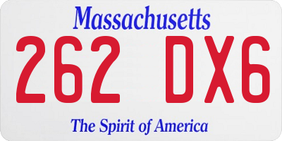 MA license plate 262DX6