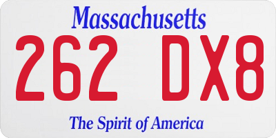 MA license plate 262DX8