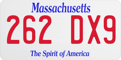 MA license plate 262DX9