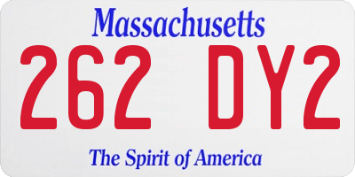 MA license plate 262DY2