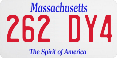 MA license plate 262DY4
