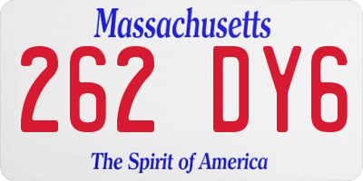 MA license plate 262DY6