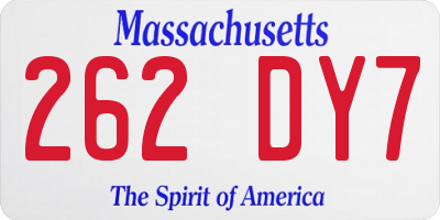 MA license plate 262DY7