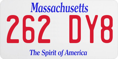 MA license plate 262DY8