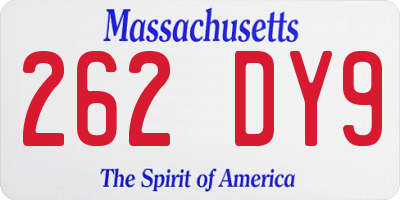MA license plate 262DY9