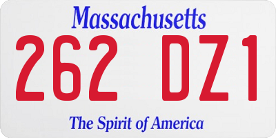 MA license plate 262DZ1