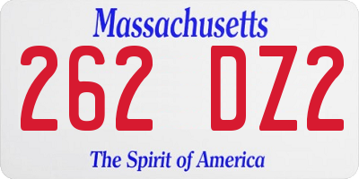 MA license plate 262DZ2