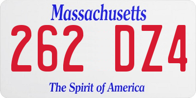 MA license plate 262DZ4