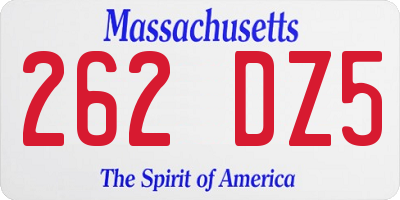 MA license plate 262DZ5