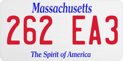 MA license plate 262EA3