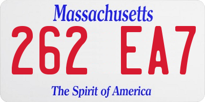 MA license plate 262EA7