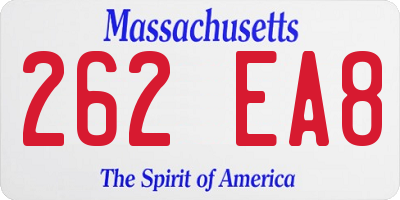 MA license plate 262EA8