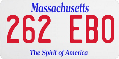 MA license plate 262EB0