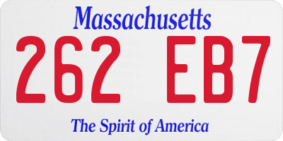 MA license plate 262EB7