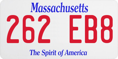 MA license plate 262EB8