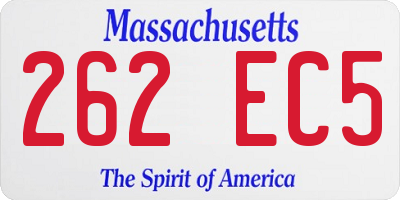 MA license plate 262EC5