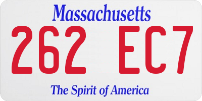 MA license plate 262EC7