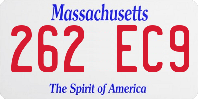 MA license plate 262EC9
