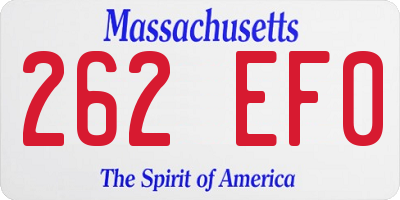MA license plate 262EF0