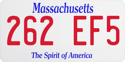 MA license plate 262EF5