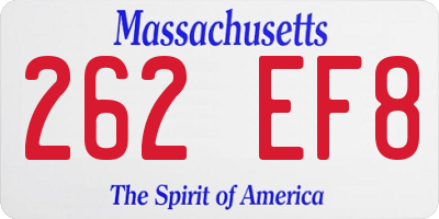 MA license plate 262EF8