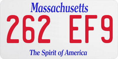 MA license plate 262EF9
