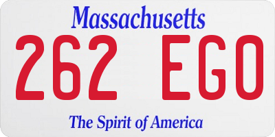 MA license plate 262EG0