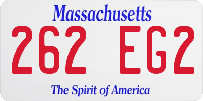 MA license plate 262EG2