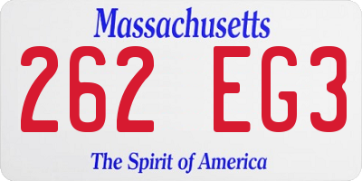 MA license plate 262EG3