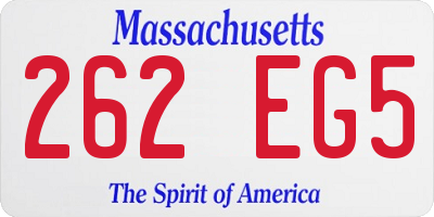 MA license plate 262EG5