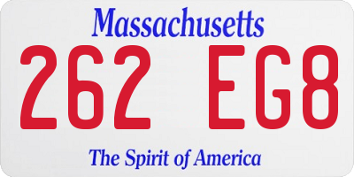 MA license plate 262EG8