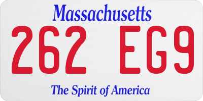 MA license plate 262EG9