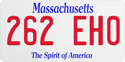 MA license plate 262EH0