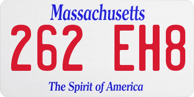 MA license plate 262EH8