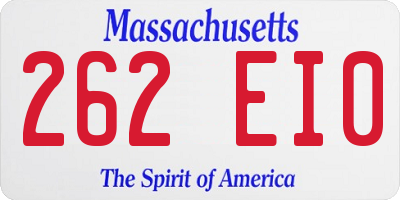 MA license plate 262EI0