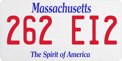 MA license plate 262EI2