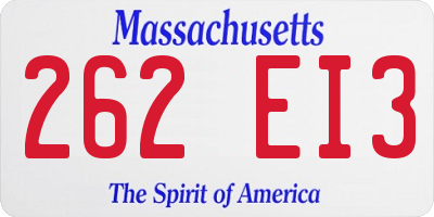 MA license plate 262EI3