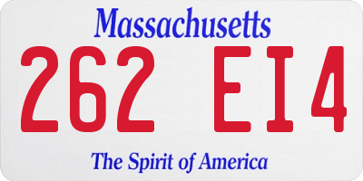 MA license plate 262EI4