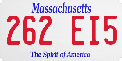 MA license plate 262EI5