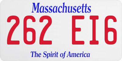 MA license plate 262EI6