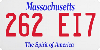 MA license plate 262EI7