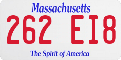MA license plate 262EI8